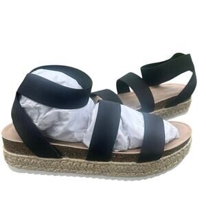 Torrid Black Elastic Espadrille Platform Sandals Women’s Size 10.5 NEW Flatform